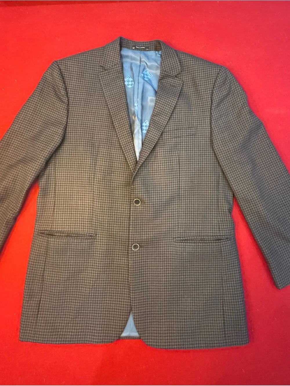 Vince Camuto 100% Wool Men's Two-Button Houndstooth Blazer - Gray 42L